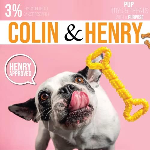 קולין והנרי אינטראקטיבי כלב לעיסת צעצועי מלחמה גזע בינוני קטן, גזע גדול, גור עצם בלתי ניתן להריסה מברשת שיניים