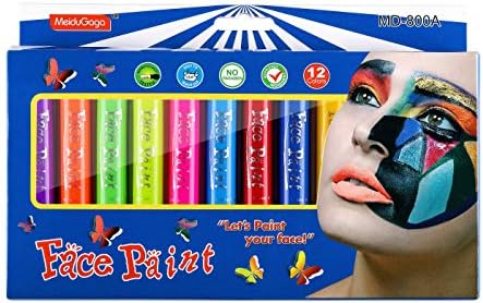ערכת ציור צביעת פנים של עפרון פנים של Wismee UV עם 6 צבעים פלורסנטיים ו 6 צבעים רגילים ערכת עפרונות עפרונות פיתוליים