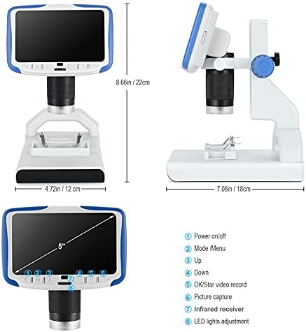 SDGH 200X מיקרוסקופ דיגיטלי 5 '' מסך תצוגה מיקרוסקופ מיקרוסקופ אלקטרונים מציג כלי ביולוגיה מדעי