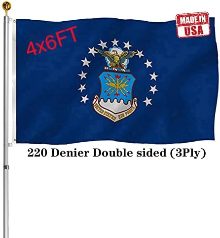 דגל צבאי של חיל האוויר האמריקאי דו צדדי 4 על 6 דגלי חיל האוויר האמריקאי עמידים בפני דהייה עם 2 לולאות