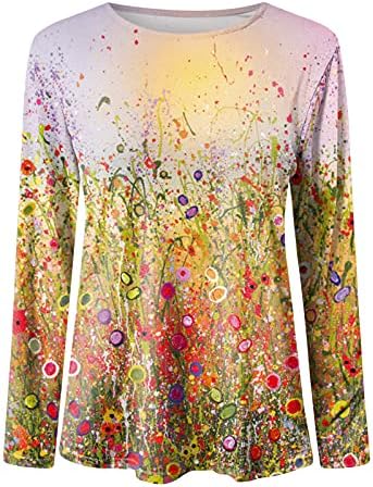 נשים בציר טרנדי חולצות, אביב ובסתיו חולצות שמש וירח גרפי רופף סתיו חולצות