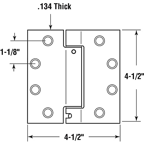 מוצרי קו פריים U 1158463 ציר דלתות מסחרי UL ציר קפיץ סגירה עצמית מתכווננת, 4-1/2 x 4-1/2 אינץ 'עם פינה