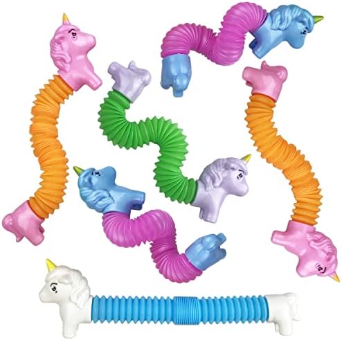Anditoy 6 Pack מיני צינורות פופ חד קרן צעצועים חושיים לילדים נערים פעוטות פעוטות פסח פסחא מתנות מתנות