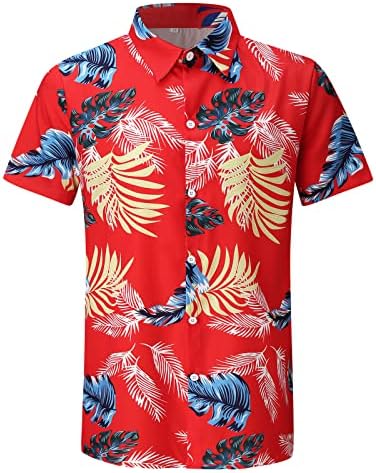 1 גברים של קיץ הוואי טי חולצות קצר שרוול רופף חולצות דש כפתור למטה חולצה ספורט חוף גופיות