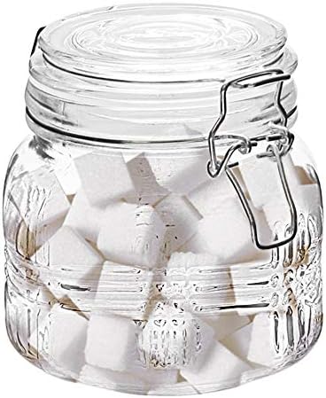 סטילסטר 303391-צנצנת זכוכית מרובעת של מיכל-25 אונקיות עם מכסה אטום לעוגיות, ממתקים, קפה, קמח, סוכר,