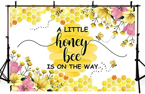 Aibiin 7x5ft Bee תפאורת מקלחת לתינוקות לילדה מתוקה כמו גם דבורה קטנה דבש דבש בדרך דרך דבש דבורה רקע