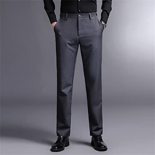 Maiyifu-GJ גברים ישר בכושר מתיחה קלאסי בצבע אחיד חליפה מזדמנים מכנסיים קלים משקל קלים מכנסיים