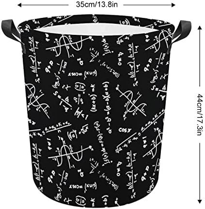 מתמטי נוסחאות דפוס כביסה סל מתקפל גבוה בגדי סל עם ידיות אחסון תיק