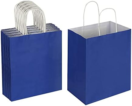 כל 50 חבילה בינונית כחול & פוקסיה קראפט נייר שקיות מתנה עם ידיות בתפזורת