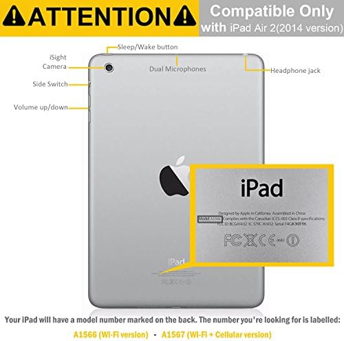 Chomo iPad Air 2 Case - סדרה כפולה - כיסוי דק במיוחד עם תכונה של עקיפת שינה אוטומטית עבור Apple iPad