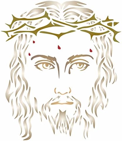 סטנסיל ישוע, 6.5 x 7.5 אינץ ' - כתר דתי קתולי נוצרי של שבלונות קוצים לתבנית צביעה