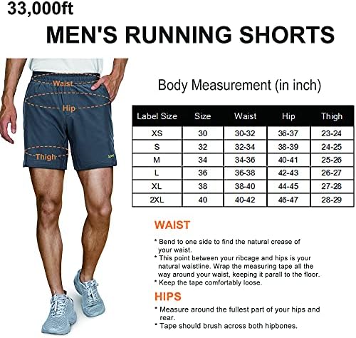 33,000 מטר גברים 2 ב -1 אימון מפעיל מכנסיים קצרים מהיר מתיחה יבש 7 אינץ 'אימונים מכנסיים קצרים ספורט עם כיסים