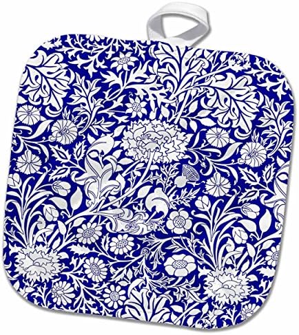 תלת מימד רוז וויליאם מוריס שרוול צ'ינץ דפוס בביצוע סיר כחול -לבן מלכותי, 8 x 8