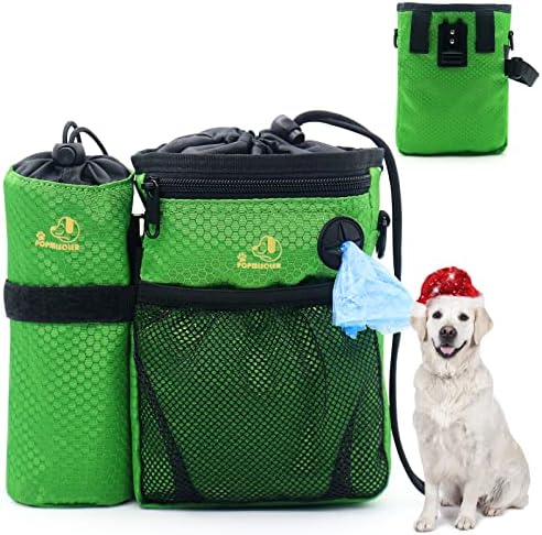 פופמיסולר כלב פינוק אילוף כיס לאימוני כלבים עם מתקן שקיות קקי וכיסים מרובים, שקית הליכה כלבים מתכווננת