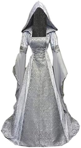צפותים מימי הביניים שמלה, נשים בציר סלעית מכשפה גלימת שמלת חצוצרת שרוול מימי הביניים חתונה שמלת ליל כל הקדושים