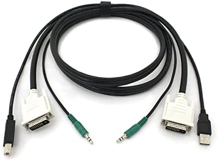 כבל וידאו/USB/AUDIO - USB, Stereo Mini Jack, DVI -D ל- Stereo Mini Jack, USB סוג B, DVI -D - 6 ft