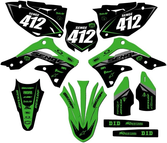 2013-2015 KX 450 F Binary Green Senge Graphics ערכה מלאה עם Rider I.D. תואם לקוואסאקי