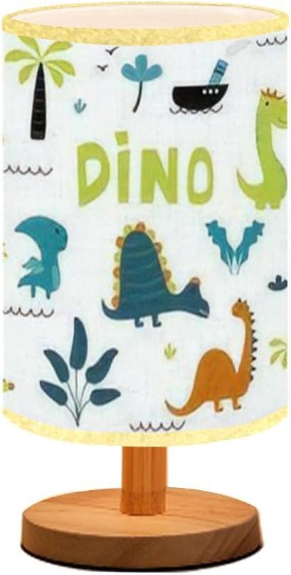דינוזאור חמוד ילדים אוסף סט קטן חמוד דינוס תינוק דינו מוצק עץ בסיס פשתן בד צל שידה מנורות לחדר שינה ילד של חדר