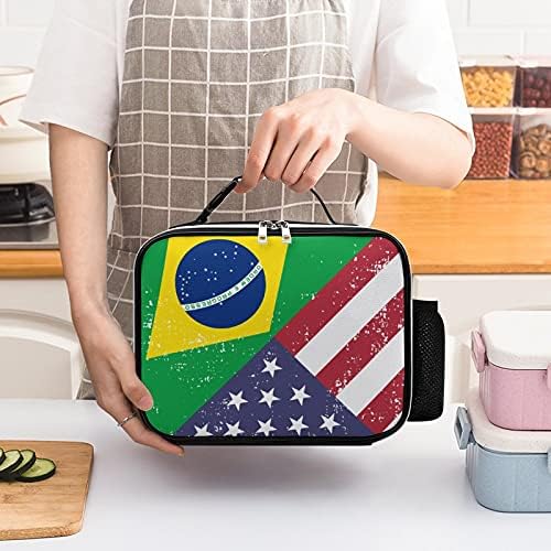 בציר אמריקאי ברזיל דגל לשימוש חוזר הצהריים תיק מבודד הצהריים תיבת מיכל עבור משרד עבודת פיקניק נסיעות