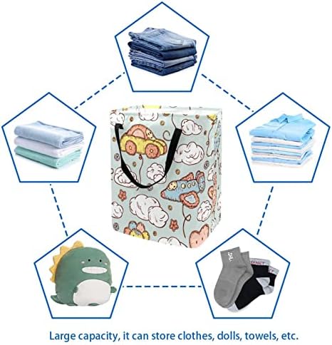 הדפסת עננים סל כביסה מתקפל, סלי כביסה עמידים למים 60 ליטר אחסון צעצועי כביסה לחדר שינה בחדר האמבטיה