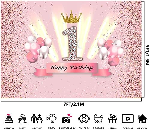 7 על 5 רגל ילדה תפאורות מסיבת יום הולדת ראשונה ורוד 1 יום הולדת שמח רקע צילום רקע בן שנה מסיבת