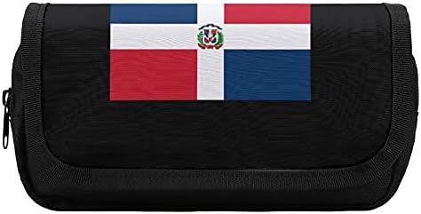 דגל הרפובליקה הרפובליקה הדומיניקנית מצחיק עפרון קיבולת גדול מארז 2 שכבות עיפרון עפר שקית עט שקית שולחן קוסמטיקה
