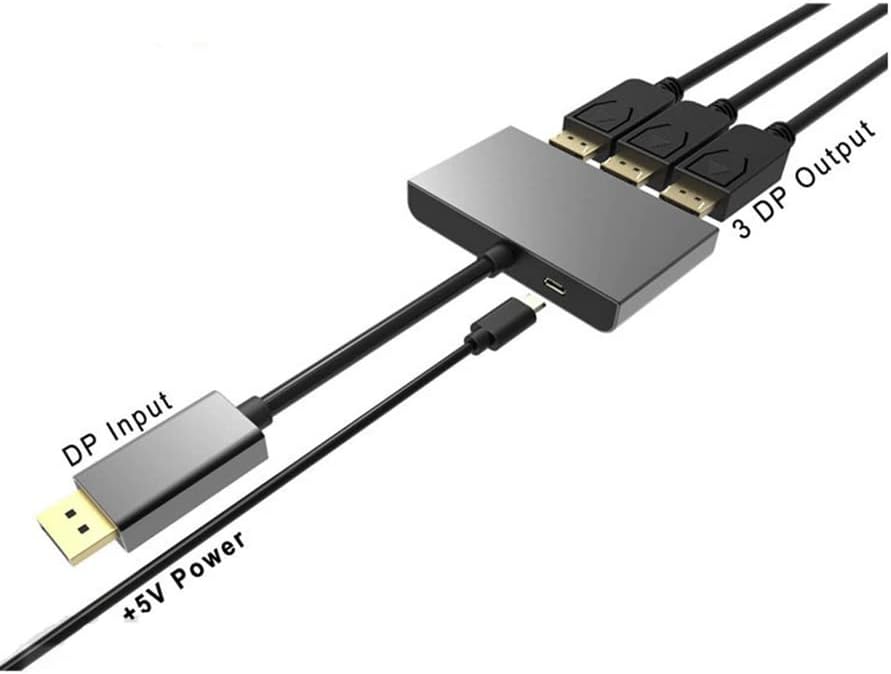 4XEM- 3-Port Multi-Monitor Hub- DisplayPort 1.4 עד 3 DisplayPort 1.4 Hub, Triple 8K ו- 4K מסכי וידאו, מראה וידאו