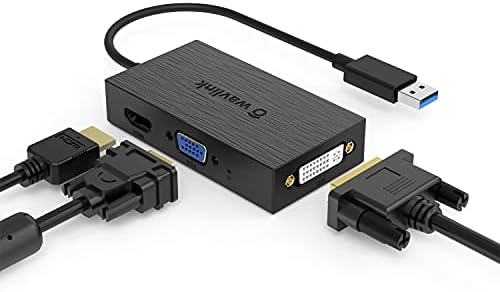 Wavlink USB ל- HDMI VGA DVI, מתאם צג חיצוני, USB מרובה מתאם צג תצוגה ממיר וידאו ממיר 2K Full HD 2048x1152,