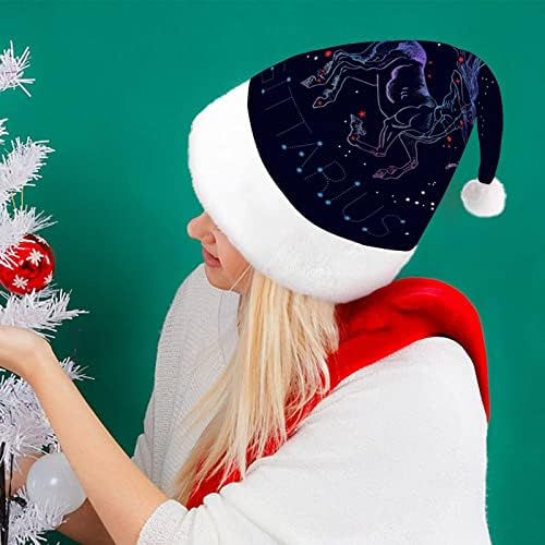 קשת גלגל המזלות קונסטליישן מצחיק חג המולד כובע סנטה קלאוס כובעי קצר קטיפה עם לבן חפתים עבור חג