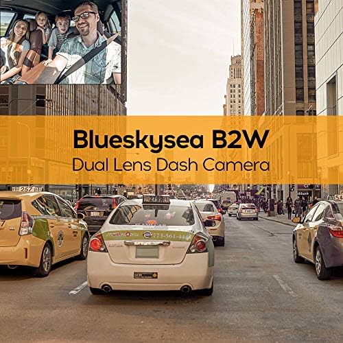 מקף מצלמה קדמית ובפנים, Blueskysea B2W 1080p WiFi Dashcam עם מסך 2 '' LCD, 2 עדשת HD מסתובבת, ראיית