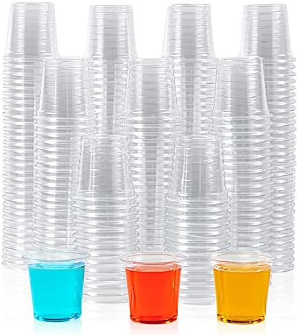 לילימיקי 500 מארז כוסות פלסטיק 1 אונקיות, כוסות פלסטיק חד פעמיות שקופות 1 אונקיות, כוסות מסיבות לוודקה, וויסקי,