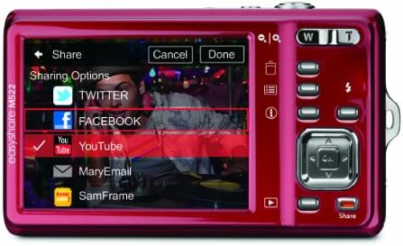 קודאק איזישאר מ522 מצלמה דיגיטלית 14 מגה פיקסל עם זום אופטי פי 4 ו - 2.7 אינץ ' אדום