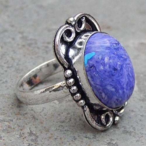 כחול & מגבר; כיסוי כסף טבעת אגת לבן תכשיטי אופנה תכשיטים בעבודת יד וינטג ' 6.25 גודל אמריקאי.