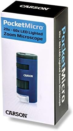 קרסון כיס מיקרו 20-60 לד מיקרוסקופ שדה זום מואר עם מערכת עדשות אספריות, כחול