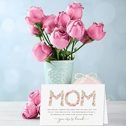 AndyDesign כרטיסי יום האם צבעוני פרחים פרחוניים כרטיסי ברכה עם מעטפות קראפט תואמות מדבקות חותם יום הולדת
