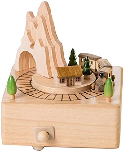 קופסה מוזיקלית מעץ Slynsw הכוללת מנהרת הרים עם רכבת נטו קטנה ומרגשת