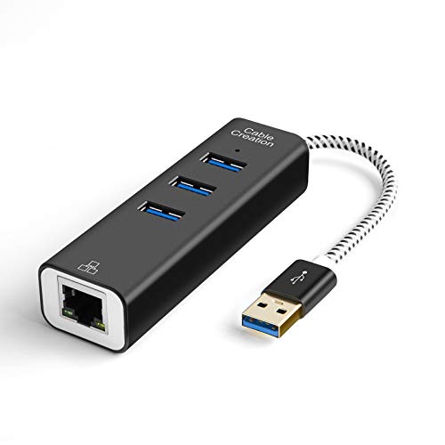 צרור-2 פריטים: 3-יציאה USB 3.0 מתאם אתרנט + USB 3.0 לכבל VGA 6 רגל