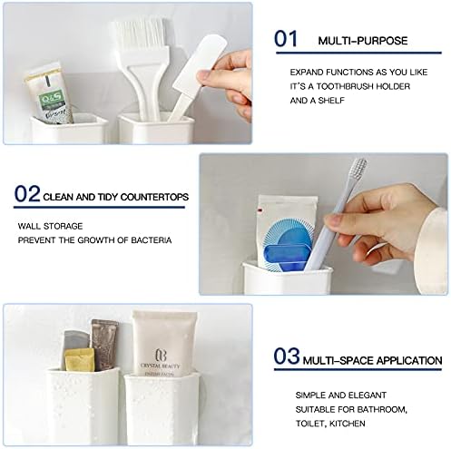 Orijoynena 2 חבילה מחזיק מברשת שיניים דבקת עצמית, ניקוי קל רב-פונקציונלי מארגן ללא משחת שיניים מחזיק