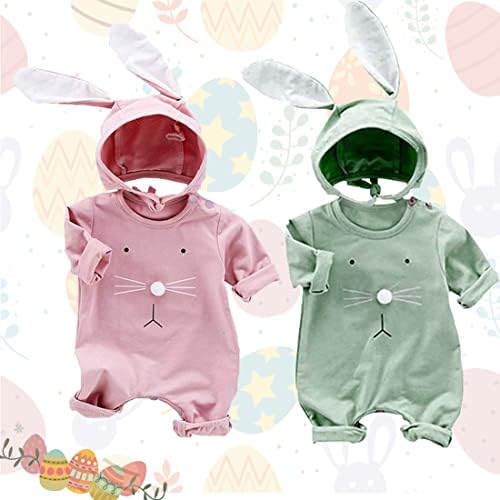 פיות תלבושות פסחא פסחאיות ארנב תינוקות ארנב ארנב סרבל בגד גוף עם כובע כובע תינוקות נולד בנות 0-18 מ '