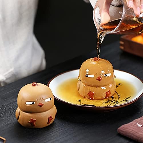 Yixing תה חיית מחמד זועם עוף סגול חימר ציפור בעבודת יד אביזרי תה חמוד של תה עצלני קונג פו ערכות