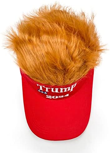 דונלד טראמפ מגע מגן שמש כובע כובע עם שיער,2024 לנשיאות בחירות רקום ומתכוונן כובע לנשים וגברים, אדום