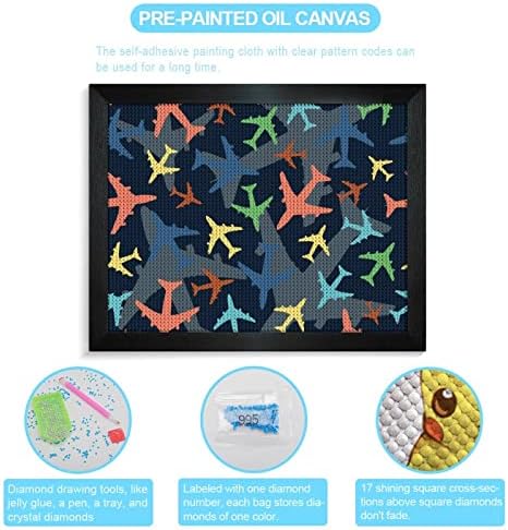מטוסים צבעוניים יהלומי ציור ערכות תמונה מסגרת 5 עשה זאת בעצמך תרגיל מלא ריינסטון אמנויות קיר תפאורה למבוגרים
