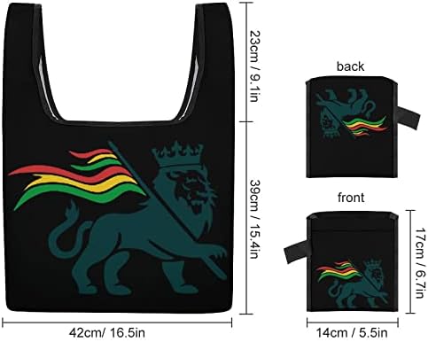 דגל אריות רסטאריאני שקיות קניות מתקפלות שקיות מכולת לשימוש חוזר לתיק מתקפל לכיס צמוד
