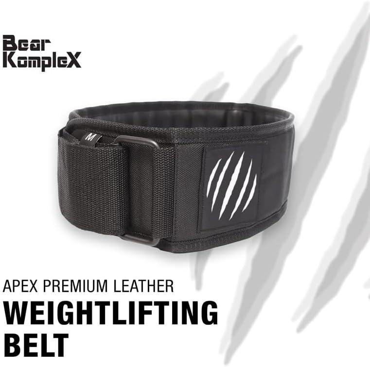 Bear Komplex Premium Leather Apex Apex Slifting חגורה, תמיכה בבטן וגב, הרמת כוח, סקוואטים, קרוספיט ואימוני