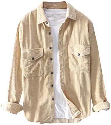 חולצות קורדרוי לגברים של XXBR כפתור שרוול ארוך מטה קלה משקל מזדמן סתיו סתיו חורף מעילי חולצה