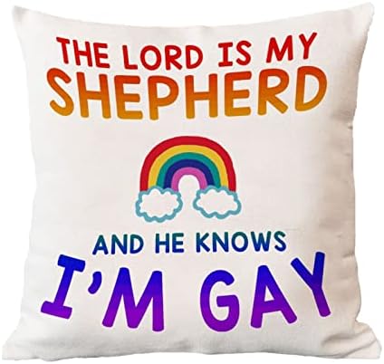 גאווה הומוסקסואלית קשת להטבים מין מין זריקה הומוסקסואלית כיסוי כרית האדון הוא הרועה שלי והוא יודע
