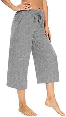 מכנסיים של סארין מתיו נשים קפרי מכנסיים נוחים רגל רחבה מכנסי טרנינג מכנסי טרנינג טרקלין פיג'מה קפריס מכנסיים