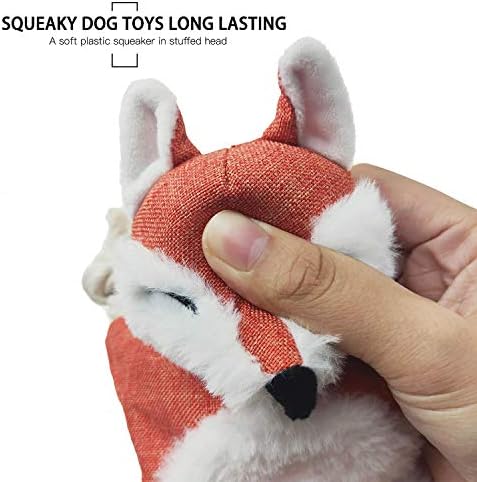 צעצוע של כלב פוקס עם חריק, צעצוע של צעצוע של כלבים חסר כלבים ציד צעצוע כלב כלב קטיפה כלב עמיד צעצועים
