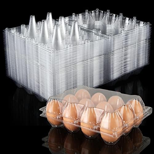 40 יחידות ביצת קרטונים זול בתפזורת, לשימוש חוזר פלסטיק ביצת קרטון, כל מחזיק 1 תריסר עוף ביצים , ברור ריק