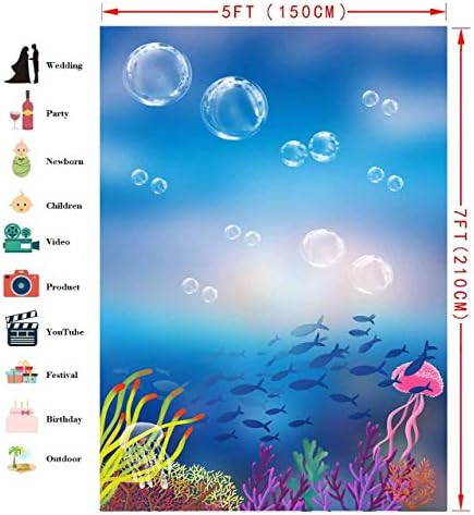 לילז 5 על 7 רגל מתחת למים עולם רקע קריקטורה תחת ים מסיבת יום הולדת נושא תפאורה רקע צילום כחול אוקיינוס